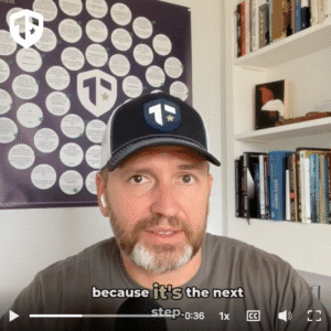 Coach Brandon Jenkins speaks about the Golden Path fallacy. He is pictured in his office, wearing a Tier One baseball cap.